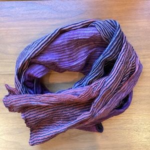 Neeru Kumar wool textured purple striped scrunchy scarf